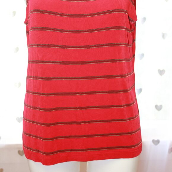 #311 Chico's Travelers Red Striped Dressy Tank Size 3 (16) - Picture 2 of 10